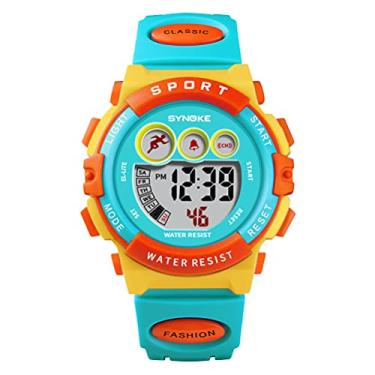 Imagem de YQkoop Relógio infantil digital esportivo para meninos e meninas ao ar livre multifuncional cronógrafo LED 50 M à prova d'água despertador calendário relógios de pulso para crianças