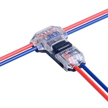 Imagem de Nicelux Conector de fio autodesmontável para cabos de baixa e alta tensão de emenda 22 20 18 e 16 AWG suportado, 10 PCS For 22~18 AWG, T-2 Clear Cover