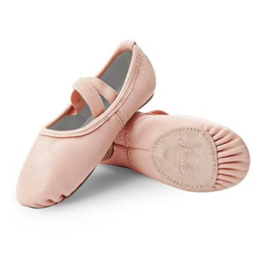 Imagem de Stelle Sapatilhas de balé de couro premium para meninas (bebê/criança pequena/criança grande), Balé rosa (sem gravata), 6 Toddler