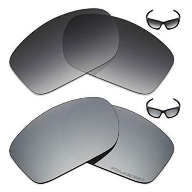 Imagem de Mryok+ 2 pares de lentes polarizadas de substituição para óculos de sol Oakley Valve New 2014 – cinza dégradé tingido/prata titânio