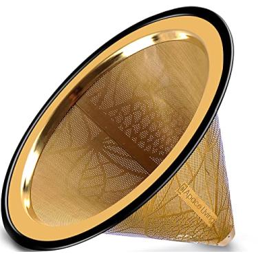 Imagem de Filtro de café Apace Living Pour Over – Ampla base de metal reutilizável coador de café de aço inoxidável – Perfeito para Chemex Hario Bodum e outras máquinas de café – Filtro de café sem papel para preparação sustentável