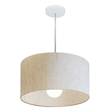 Imagem de Lustre Pendente Cilíndrico Cúpula Tecido 40x25 cm, Vivare Iluminação, Pendente4202 LLA-35, Linho Bege, Médio