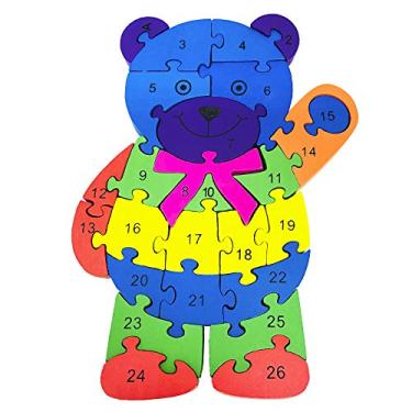 Imagem de Quebra Cabeça Infantil 3D Madeira MDF Alfabeto 26 Peças Urso Toy Mix