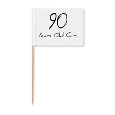 Imagem de 90 anos de idade Girl Age Longevity Bandeiras de palito de dente para decoração de festa