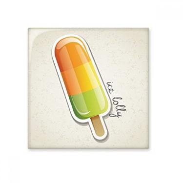 Imagem de Azulejo de cerâmica brilhante de sorvete laranja amarelo verde picolé doce sorvete, pedra adornada de tijolo esmaltado