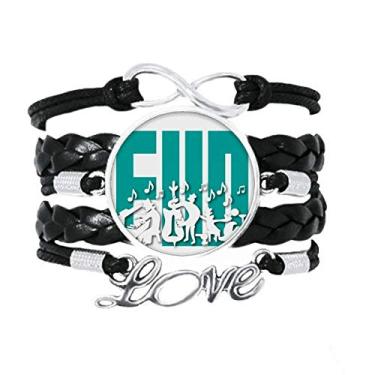 Imagem de OFFbb-USA Interest Playing Music Songs Pulseira Love Acessório de couro torcido para presente