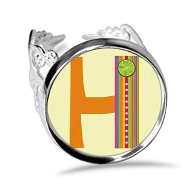 Imagem de DIYthinker Anel de noivado ajustável com estampa de frutas laranjas H com alfabeto