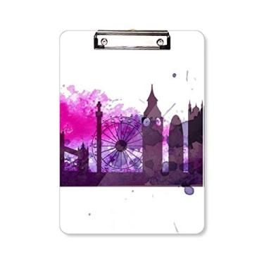 Imagem de UK England London Prancheta roxa aquarela pasta, bloco de escrita A4