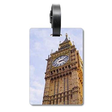 Imagem de Big Ben Blue Sky White Clouds Mala de Bagagem Etiqueta Cartão de Bagagem Scutcheon Etiqueta