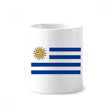 Imagem de Suporte para caneta de escova de dentes com bandeira nacional da América do Sul do Uruguai com suporte de cerâmica