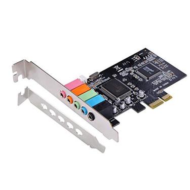 Imagem de Optimal Shop Placa de som PCIe para PC Windows, placa de som interna 5.1 com suporte de perfil baixo, placa de áudio PCI-e estéreo 3D, chip CMI8738 de 32/64 bits para Windows 7/8/10