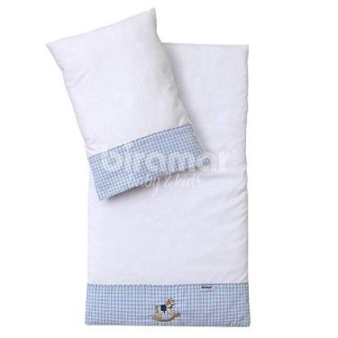 Imagem de Biramar Baby Colchonete Para Carrinho De Bebê Com Fronha Malha Cavalinho De Pau Azul Azul