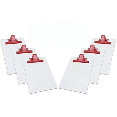 Imagem de Prancheta MDF Branco A5 (16 cm X 23 cm) com Prendedor Metálico Color (6 Unidades), Acrimet, 118.3 (Prendedor Vermelho)