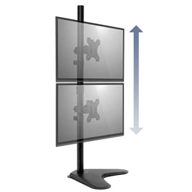 Imagem de Mount-It! Suporte para mesa de dois monitores | 2 telas verticais empilháveis | dois monitores 24 27 29 30 32 polegadas | altura giratória inclinada ajustável | VESA 75 100 compatível
