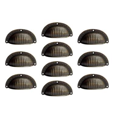 Imagem de 10 Puxador Colonial Ouro Velho Modelo Concha Torino Gaveta