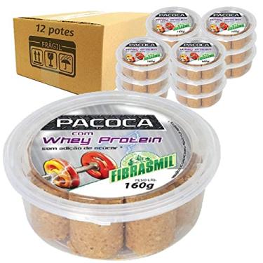 Imagem de Paçoca sem açúcar com Whey Protein Fibrasmil 160g (12 Potes)