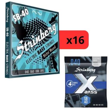 Imagem de Kit 16 Encordoamento Strinberg Para Contra Baixo SB40 - 4 Cordas