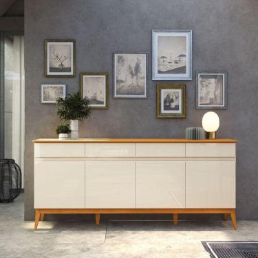 Imagem de Buffet Aparador 187cm 4 Portas 4 Gavetas Magnum 1.90 EDN Móveis Off White/Cedro