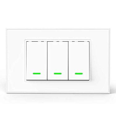 Imagem de zemismart Tuya Zigbee Interruptor de luz inteligente,sem necessidade de fio neutro,precisa trabalhar comTuya Zigbee Hub,com Alexa,Google,controle remoto,controle de aplicativos,controle de voz (3 gang)