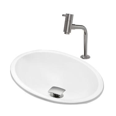 Imagem de Cuba Pia Banheiro Sophia Torneira DL05 Valvula Inox Click Branco