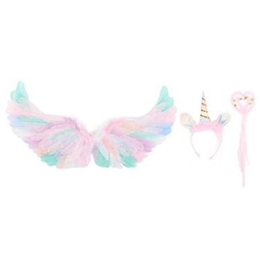 Imagem de Conjunto De 3 Peças De Faixa De Cabeça De Anjo, Conjunto De Asas De Penas De Varinha, Asas De Anjo De Penas Coloridas, Roupa De Anjo De Halloween, Acessórios De Fantasia De Cosplay Para(Tipo 1)