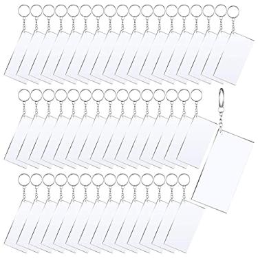 Imagem de VENEKA 50 Pcs Chaveiro de Canção Transparente para Kit de Vinil Chaveiro Retangular