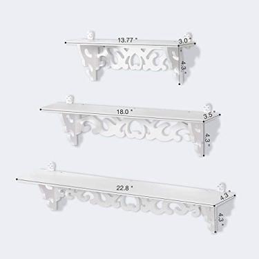 Imagem de Yosoo Wandregal weiß Conjunto de 3 prateleiras flutuantes de madeira de plástico para parede de exibição de estante de livros, prateleira de parede, para decoração de casa para presente de casa