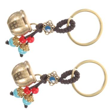 Imagem de Housoutil 2 Peças De Decoração Chaveiro Miçangas Acessórios Para Carro Pendurado Ornamento Chaveiros Feminino Chaveiro Chaveiro Bolsa Pendurada Chaveiro De Metal Chaveiro De Latão Reunir