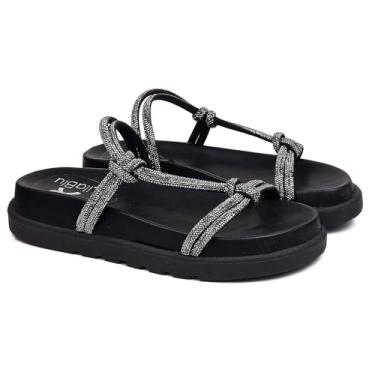 Imagem de Sandália Papete Feminina Brilho Flat Marcella (PRETO, BR, Adulto, Numérico, 34)