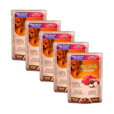 Imagem de KIT 5 Ração Úmida Special Dog Ultralife para Cães Ad Sabor Carne ao Molho 100g