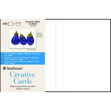 Imagem de Strathmore 105-660-1 Cartões criativos e envelopes 12,7 cm x 17,5 cm, pacote com 100, branco fluorescente