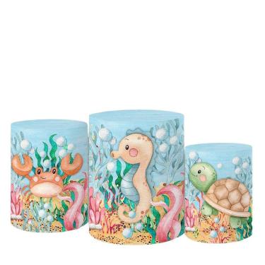 Imagem de Trio De Capas Cilindros 3D Sublimado Fundo Do Mar Fcc-368