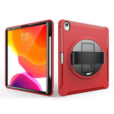 Imagem de QYiD Capa para iPad Pro 12,9 (2018) Capa protetora robusta com suporte, alça de mão e slot para caneta embutido para Apple iPad Pro 12,9 (2018) / A2014 / A1895 / A1983 / A1876 (vermelha)