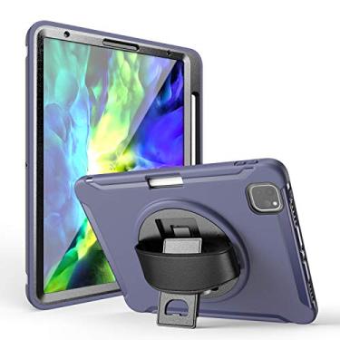 Imagem de QYiD Capa para iPad Pro 11 2020 e 2018 [suporta Apple Pencil 2 Charging] Capa protetora robusta com protetor de tela e suporte rotativo para iPad Pro 11 2ª geração/Pro 11 1ª geração (azul escuro)