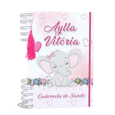 Imagem de Caderneta de Saúde Vacina A5 Personalizada Elefantinha Menina