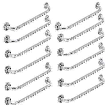 Imagem de Alça Barra de Apoio 60cm Kit 12 Unidades Banheiro Ajuda Gestante Idoso Deficiente Corrimao Segurança Acessibilidade