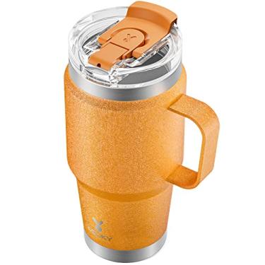 Imagem de Meoky Caneca de viagem de 680 g, copo de aço inoxidável com isolamento triplo com alça e canudo 2 em 1 e tampa de gole, 100% à prova de vazamento, mantém frio por 24 horas ou quente por 8 horas,