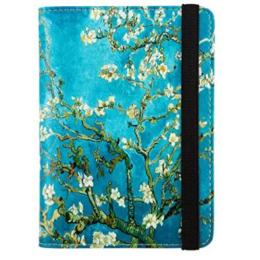 Imagem de Porta-passaporte e cartão de vacina combo porta-passaporte com compartimento para cartão de vacina, protetor de cartão de crédito com bloqueio de RFID para mulheres e homens, Flor de amêndoa, Padrão clássico