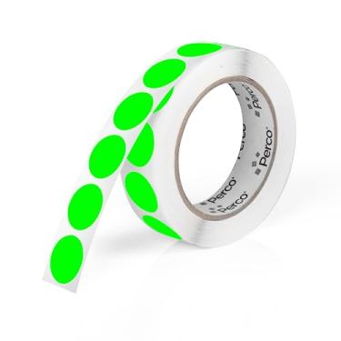 Imagem de Perco Etiquetas adesivas redondas verdes fluorescentes de 2,5 cm com adesivo permanente - 1.000 etiquetas por rolo - Cores vibrantes, forte adesão - Feito nos EUA