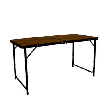 Imagem de Mesa Portátil Dobrável Madeira MDF Aluminio Vira Maleta Churrasco Praia Camping 120x60cm