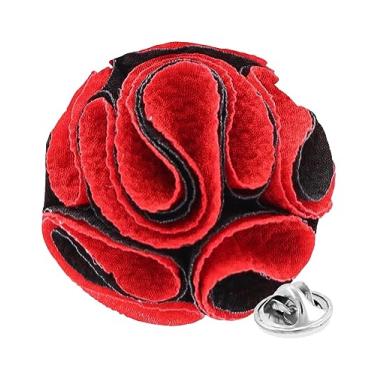Imagem de Vittorio Vico Broche de lapela de flor seersucker formal em dois tons masculino - broche, flor na lapela para homens, 2.5" (6.36CM), Poliéster, Não aplicável