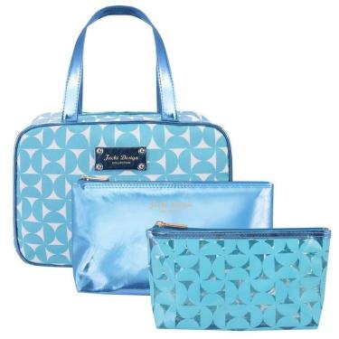 Imagem de Kit De Necessaire Com 3 Pçs Glitz Jacki Design Azul
