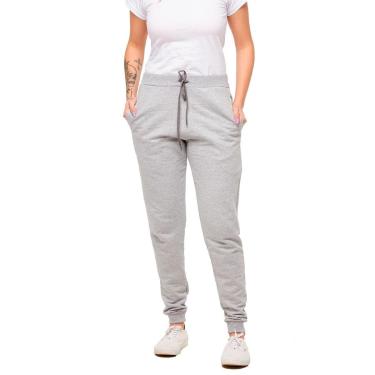 Imagem de CALÇA DE MOLETOM PLUS SIZE FEMININA JOGGER SLIM FIT BÁSICA LISA - M9P-BRANCO-G2-Feminino