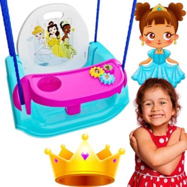 Imagem de Balanço infantil 2 em 1 balancinho de atividades bat leão princesas cadeira de balanco para bebe 24 meses criança pequena 2 anos parquinho playground presente menino menina bebê (Princesas)
