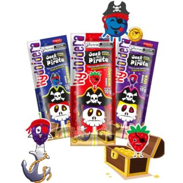 Imagem de Pirulito Brilha no Escuro Sabor Variado Blueberry Morango Uva 24 Unidades 10g Kydoidera (PIRUPIRATA)