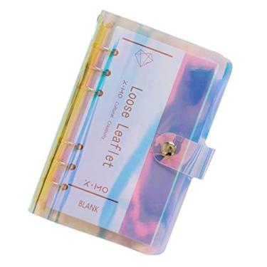 Imagem de A6 A5 Pasta de arquivo com tampa de PVC colorida de 6 furos e anel redondo com fecho de botão de pressão (Laser, A6 combo)