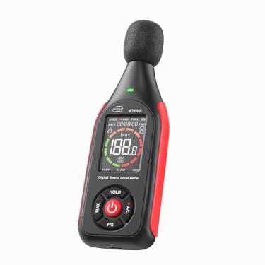 Imagem de Benetech Medidor de decibéis, monitor de leitor de nível de decibéis de som e ruído, medidor SPL de 30 dB a 130 dB(A) com gravação, alarme visual, peso A/C, recarregável para casa, sala de aula