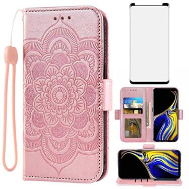 Imagem de Asuwish Capa carteira compatível com Samsung Galaxy Note 9 e protetor de tela de vidro temperado, capa flip com suporte para cartão de crédito, capas de celular para Galaxies Note9 Gaxaly Glaxay Not