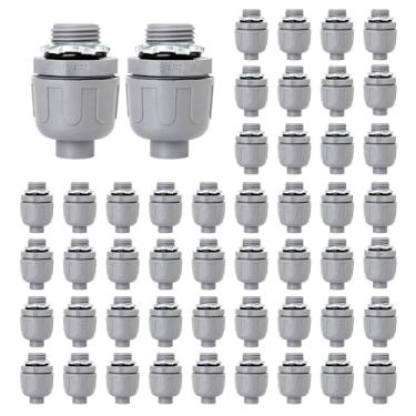 Imagem de Feotech Conector líquido apertado de 3/4 polegadas - pacote com 50 acessórios de conduíte elétrico de PVC conectores flexíveis retos de 180 graus para casa, cozinha e banheiro conector de conduíte