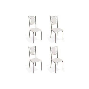 Imagem de Kit 4 Cadeiras de Cozinha Lisboa 4C076 4 Un Níquel/Courano Branco - Kappesberg